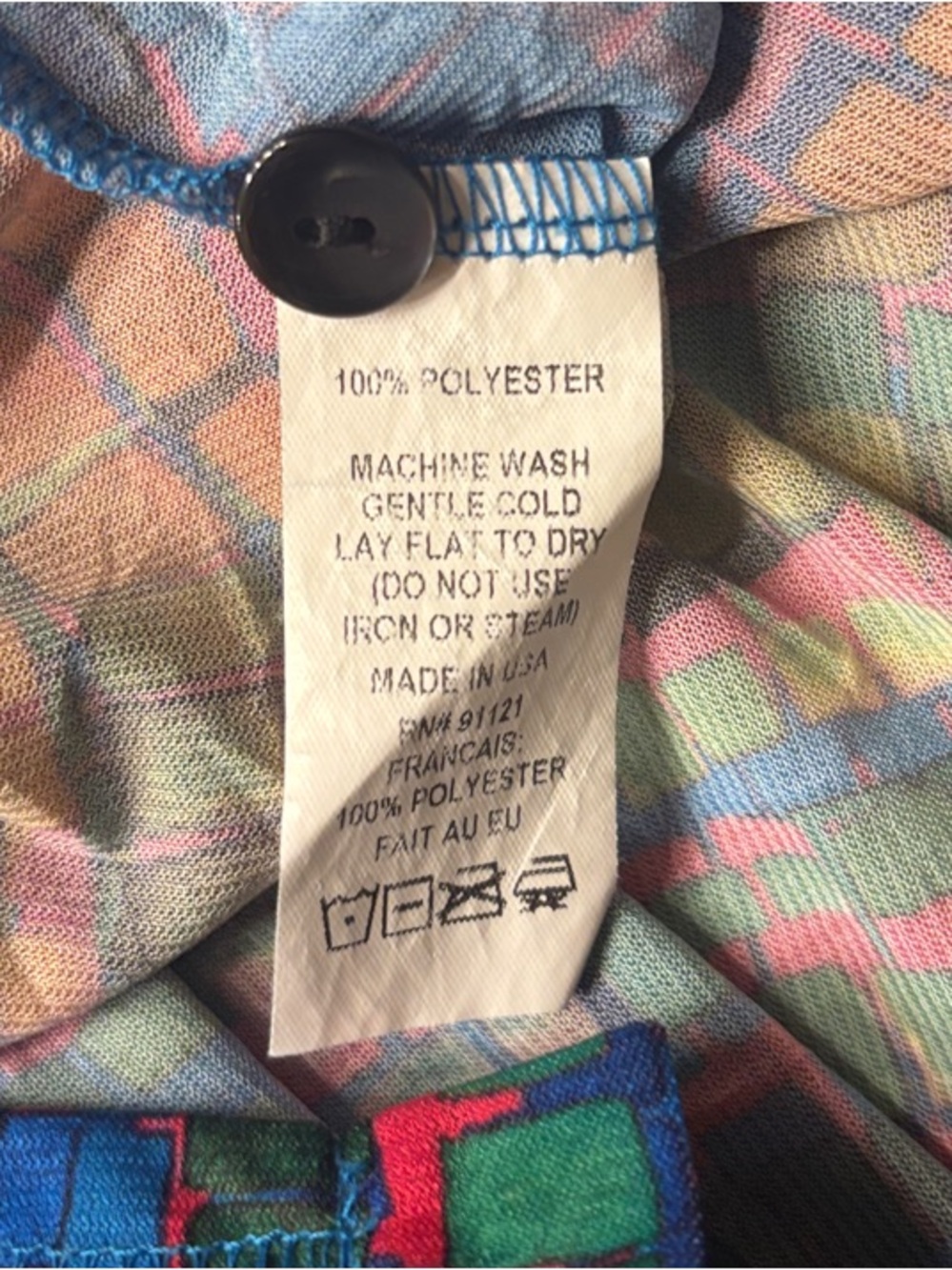 SNO SKINS Multicolor Button-Down Tunic Shirt - Blue, Red, Green, Yellow - Picture 5 of 5